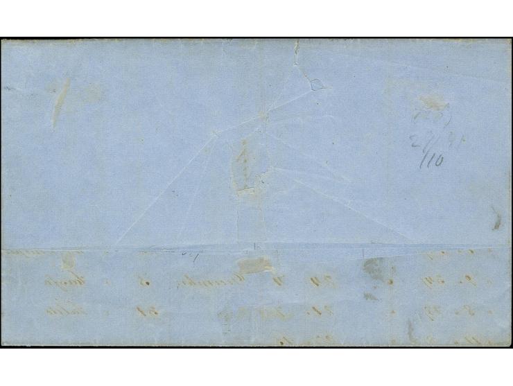 1859, Ausgabe mit Wz. 1 Sch. schwärzlichorange, rechts voll- sonst breitrandig mit übergehend aufgesetztem Balkenstempel und 