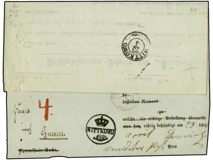 1 Sgr. auf rosa und 3 Sgr. auf gelb, beide voll- bis breitrandig und farbfrisch mit jeweils klar aufgesetzter Nr. "1659" und 