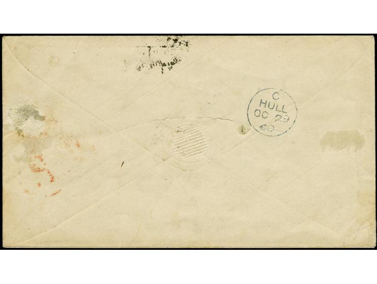 Umschlag 5 Sgr. grauviolett im Kleinformat, Schilling-Nr. 3, mit aufgesetztem Ra3 "KÖNIGSBERG E/P. EIS:POST-BUR:11 / 26 10" n