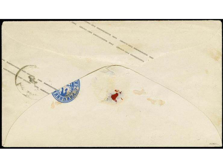 1862, Umschlag 2 Sgr. ultramarin im Kleinformat mit Teil eines zweiten Wertstempels auf der unteren Rückklappe, mit Zufrankat