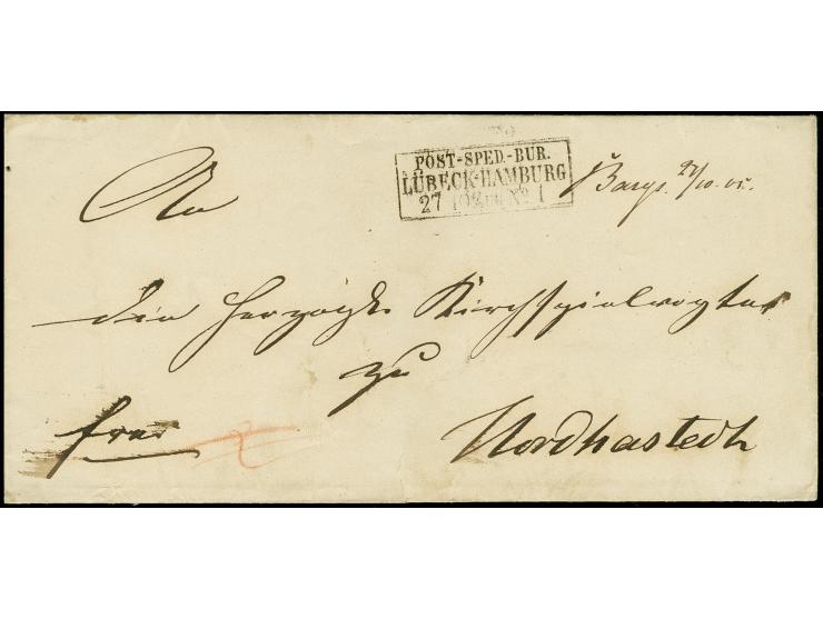 "Bargt 27/10 65" handschriftlicher Aufgabevermerk vorderseitig Faltbriefhülle nach Nordhasted mit nebengesetzem Aufgabestempe