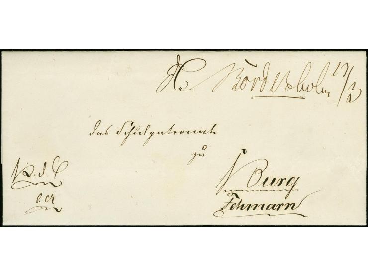 "Bordesholm 12/3" handschriftlicher Aufgabevermerk vorderseitig auf komplettem Faltbrief nach Burg auf Fehmarn, tadellos (HB 