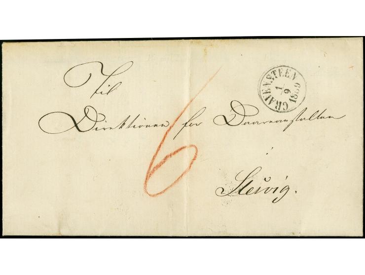 Broacker, Faltbrief mit innseitiger Ortsangabe "Nyböl Hardesvogtei i Broager" und DKr.-Aufgabestempel "GRAVENSTEIN 1/9 1859" 