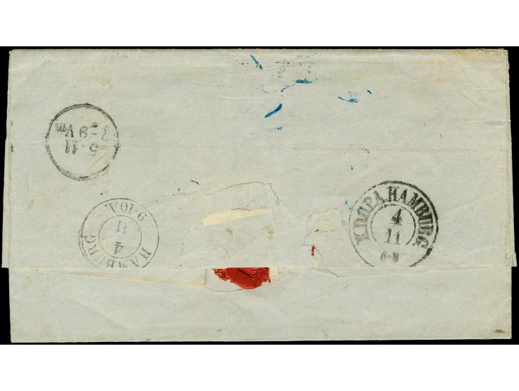 "Deetzbüll 2.Nov.1857", innen datierter Faltbrief nach Berlin mit vorderseitigem Aufgabestempel "LECK 1/11.57" und nebengeset