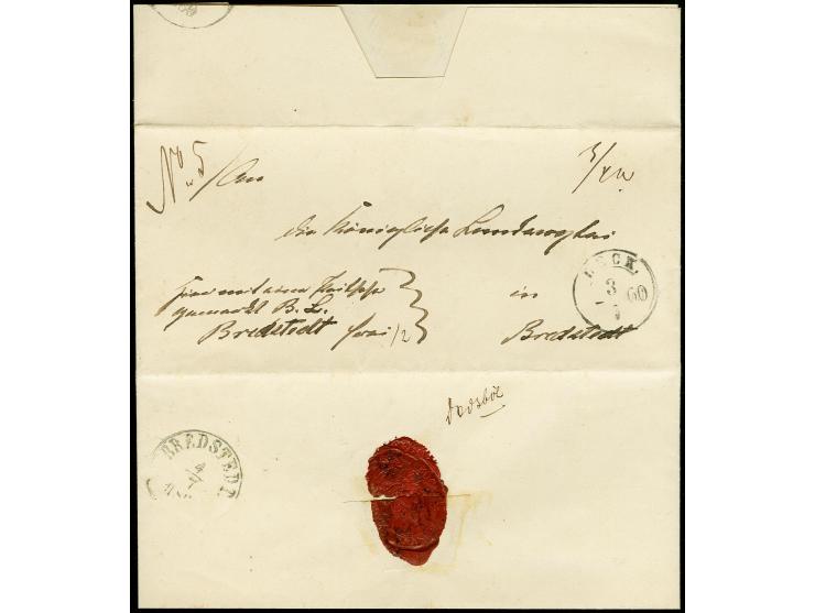"Dedsböl", handschriftlicher Aufgabevermerk rückseitig auf Faltbrief nach Bredstedt, vorderseitig mit Aufgabestempel "LECK 3 