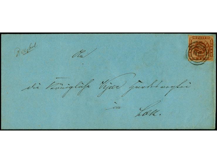 "Deezböl", handschriftlicher Aufgabevermerk vorderseitig auf Faltbriefhülle nach Leck, frankiert mit Dänemark 4 S. braun mit 