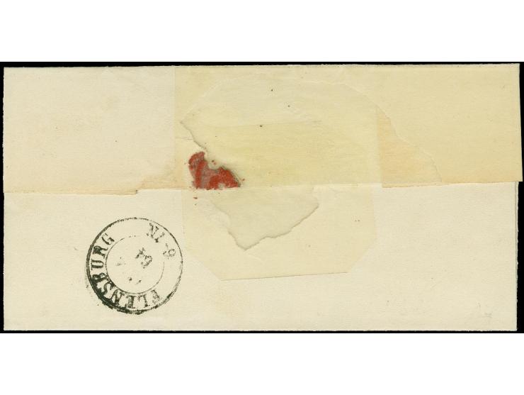 "v. Eggebeck", handschriftlicher Aufgabevermerk in roter Kreide vorderseitig auf Briefhülle nach Flensburg, tadellose Erhaltu