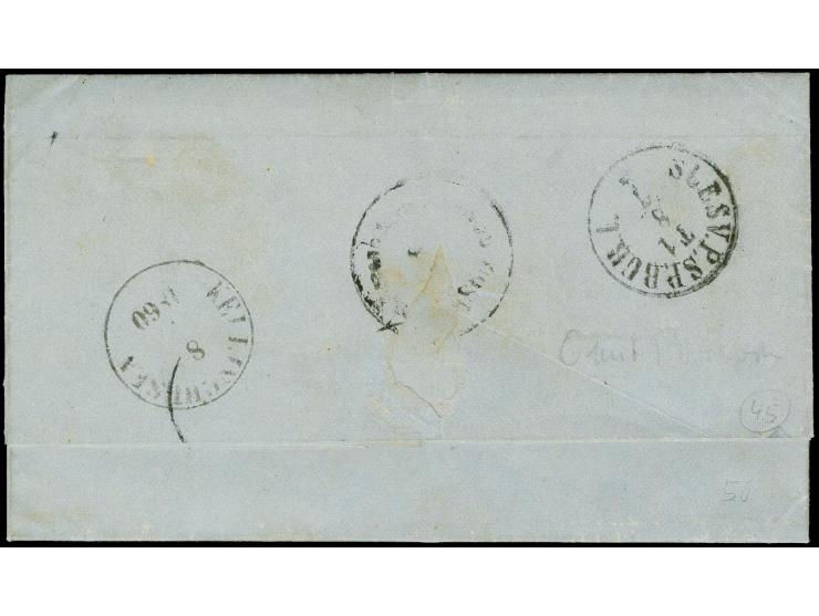 "Egensund d. 7.Juli 1860", innen datierter Faltbrief nach Fernsicht pr. Kellinghusen, frankiert mit Dänemark 4 Schilling brau