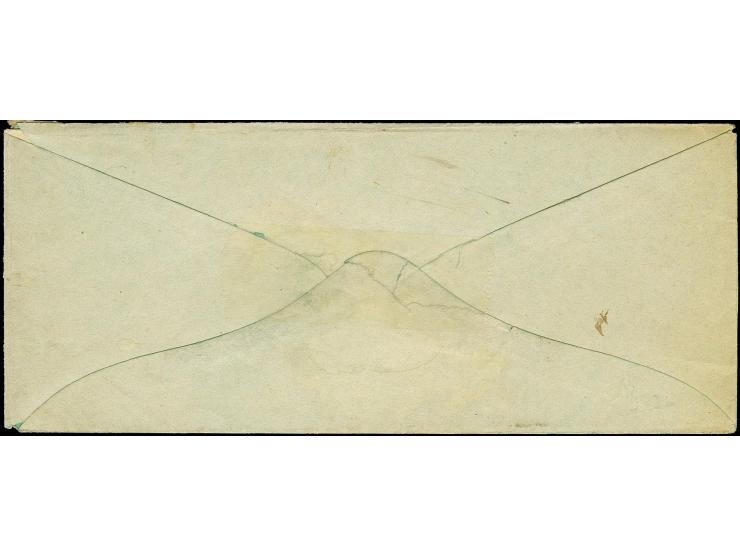 "v. Fleckebye", handschriftlicher Aufgabevermerk vorderseitig auf Umschlag nach Schleswig, frankiert mit Herzogth. Schleswig 