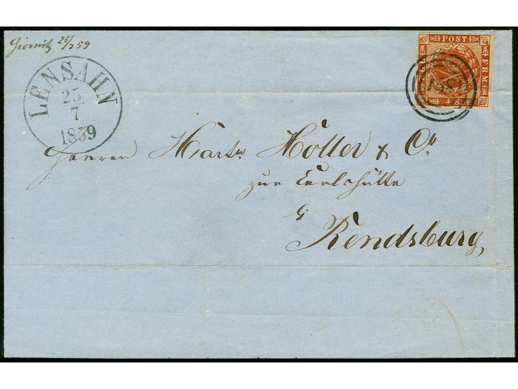 "Grömitz 25/7 59", handschriftlicher Aufgabevermerk vorderseitig auf Faltbrief nach Rendsburg, frankiert mit Dänemark 4 S. br