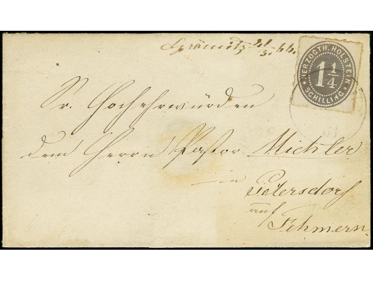 "Grömitz 21/3 66.", handschriftlicher Aufgabevermerk vorderseitig auf kleiner Faltbriefhülle nach Petersdorf auf Fehmarn, fra