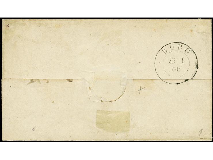 "Grömitz 21/3 66.", handschriftlicher Aufgabevermerk vorderseitig auf kleiner Faltbriefhülle nach Petersdorf auf Fehmarn, fra