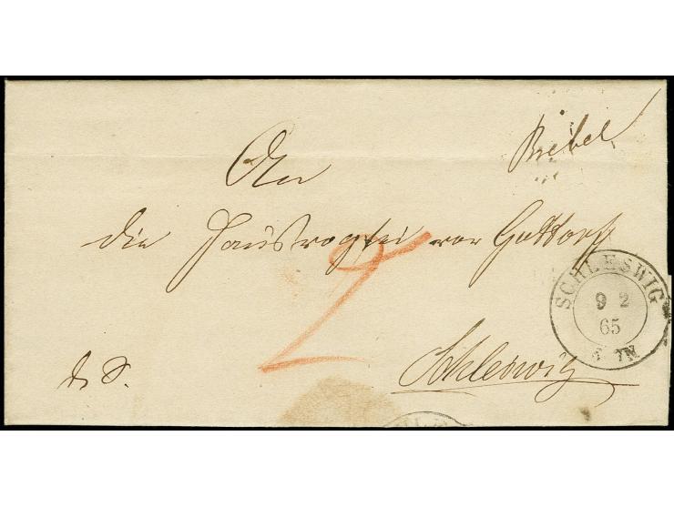 "Brebel", handschriftlicher Aufgabevermerk vorderseitig auf Faltbrief nach Schleswig mit vorderseitigem DKr. "SCHLESWIG 9 2 6