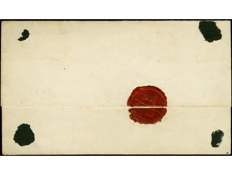 "v. Brebel", handschriftlicher Aufgabevermerk vorderseitig auf Briefhülle nach Schleswig, frankiert mit Herzogth. Schleswig 1