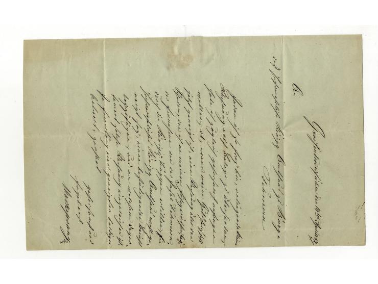 "Groshenbroderfähre 14 April 1852", innen datierter Faltbrief nach Burg auf Fehmarn, rückseitig mit rotem Lacksiegel "POST ST