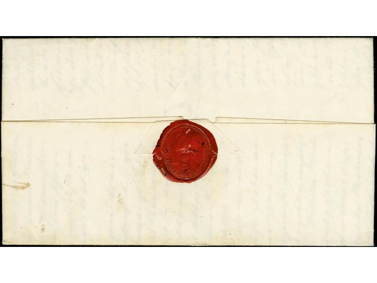 Hanerau, "L.P. No 2", schwarzer Ra2 sowie DKr. "ITZEHOE 6 5" vorderseitig auf doppelt schwerem Faltbrief über 5 Meilen nach K