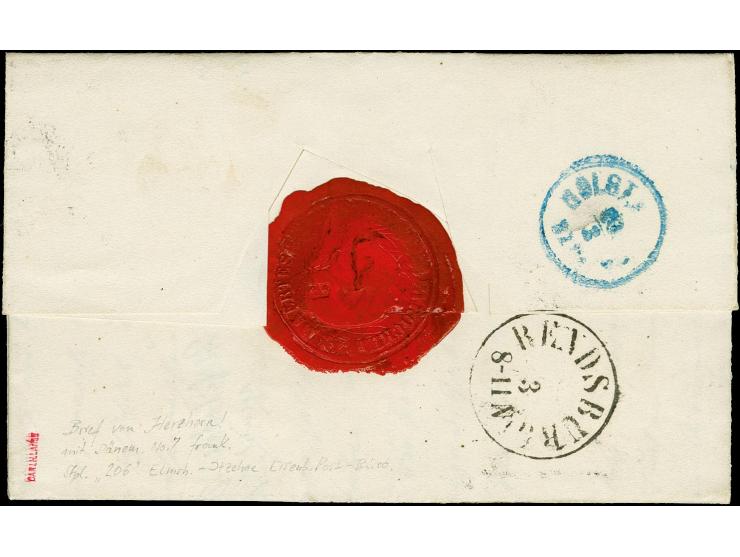 "Herzhorn", handschriftlicher Aufgabevermerk vorderseitig auf Faltbrief nach Erfde, frankiert mit Dänemark 4 S. braun mit Nr.