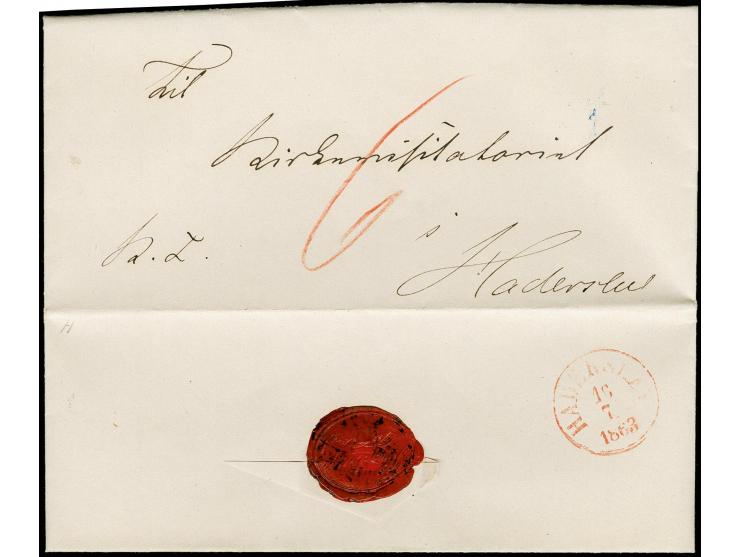 "Hoptrup 16. Juli 1863", innen datierter Faltbrief nach Hadersleben, tadellos
