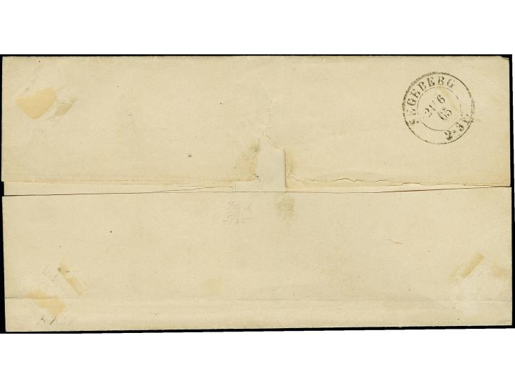 Kaltenkirchen, "L.P. No 4", Ra2 auf Faltbriefhülle nach Segeberg, frankiert mit Herzogth. Schleswig 1¼ S. grün, ebenfalls sau