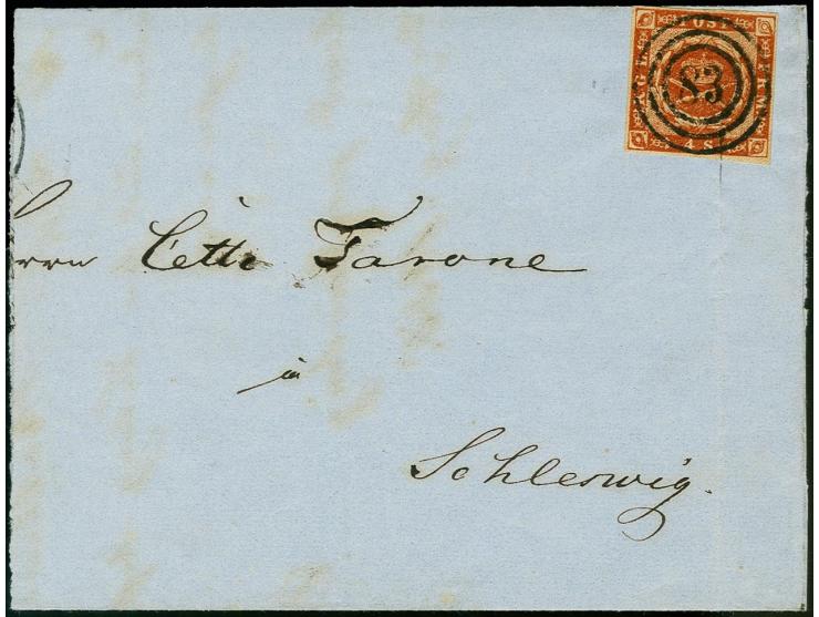 Katharinenheerd, "Catherinenheerd pr. Garding 15 Aug. 1855", innen datierter Teil eines Faltbriefs nach Schleswig, frankiert 