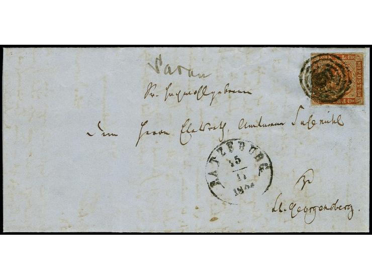 Klein-Sarau, "Sarau", handschriftlicher Aufgabevermerk vorderseitig auf komplettem Faltbrief nach St. Georgsberg, frankiert m
