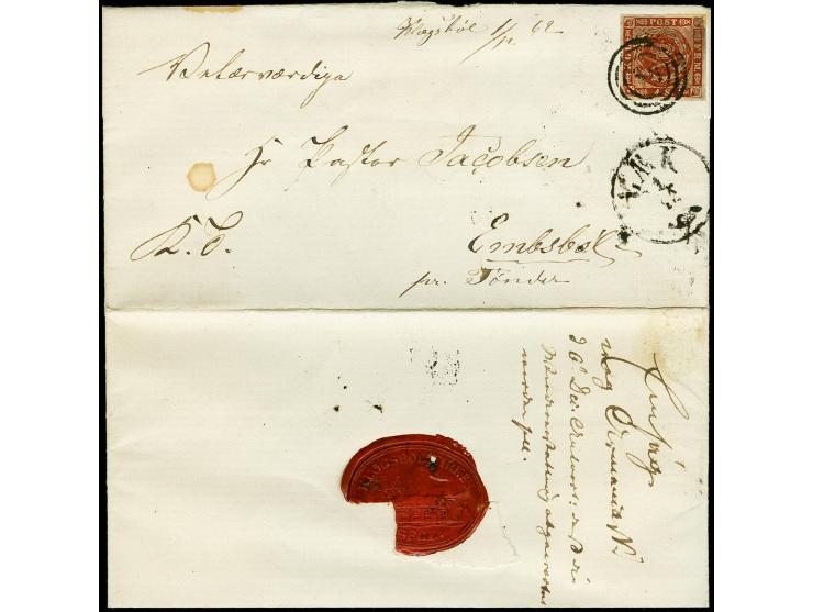 Klixbüll, "Klaegsböl 1/12 62", handschriftlicher Aufgabevermerk vorderseitig auf komplettem Faltbrief nach Embsböl, frankiert