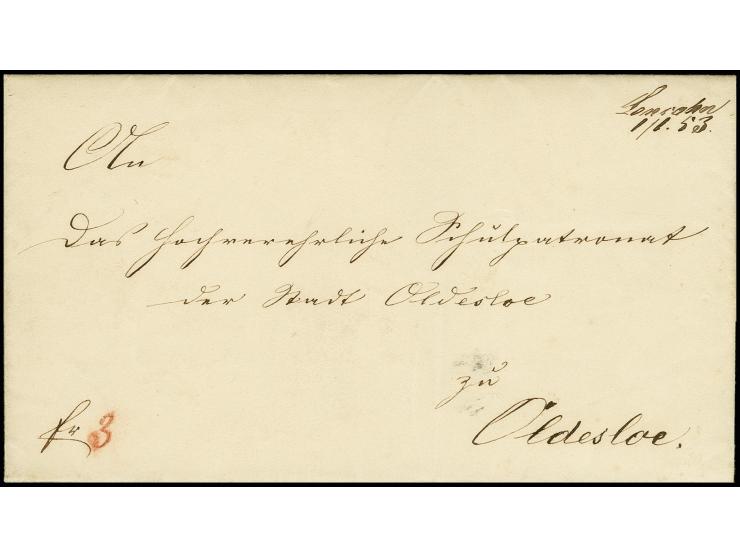 "Lensahn 1/1 53", handschriftlicher Aufgabevermerk vorderseitig auf Faltbrief nach Oldesloe, ein schöner Brief in tadelloser 