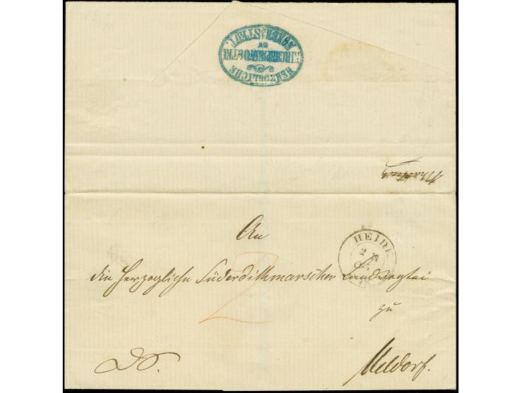 Nordhastedt, "Nhastedt", handschriftlicher Aufgabevermerk rückseitig auf Faltbriefhülle nach Meldorf mit vorderseitigem DKr. 