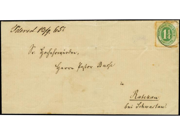 "Petersd 13/9. 65", handschriftlicher Aufgabevermerk vorderseitig auf Faltbriefhülle nach Ratekau bei Schwartau, frankiert mi
