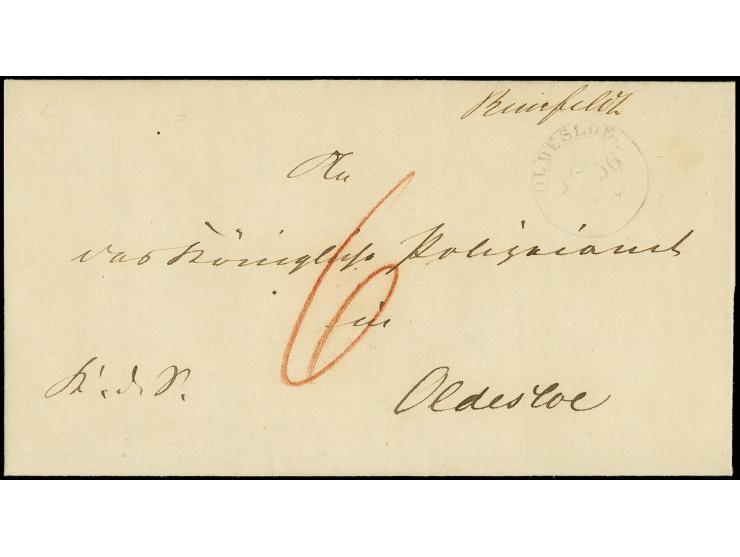 "Reinfeldt", handschriftlicher Aufgabevermerk vorderseitig auf Faltbrief nach Oldesloe, innen minimale Tesaspuren, sonst in s