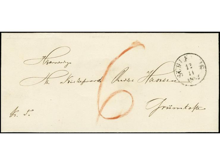 "Satrup ..d. 11 Nov 1862", innen datierter Faltbrief über Schleswig nach Grumtoft mit vorderseitigem EKr. "SCHLESWIG 12 11 18