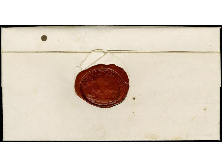 "Lögum 26/6", handschriftlicher Aufgabevermerk auf Faltbrief nach Leck, rückseigit schönes komplettes Siegel "ST. LYGUM KIRKE