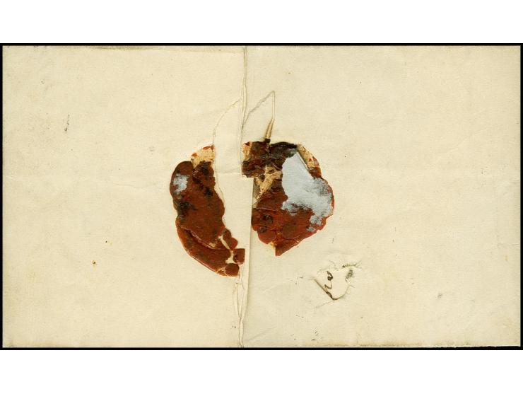 "Wewelsflether Aussendeich 11. März 1860", innen datierter Faltbrief nach Brunsbüttlerhafen, frankiert mit Dänemark 4 S. brau