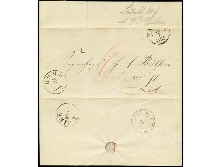 "Visby den 21ten Juli 1862", innen datierter Faltbrief nach List auf Sylt, vorderseitig mit EKr. "BALLUM 25 7 1862" sowie EKr