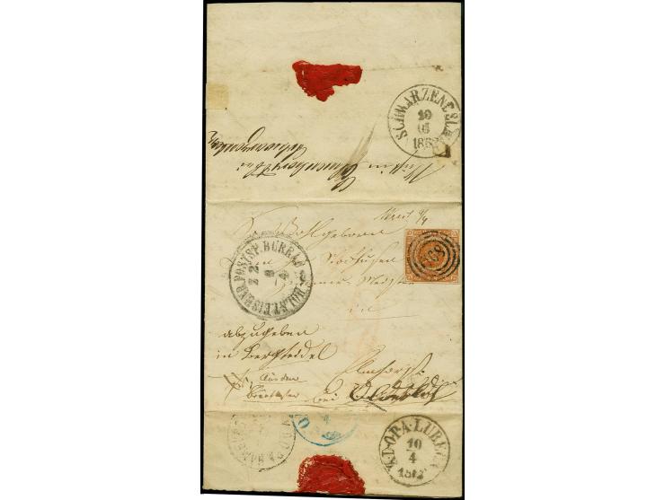 "Wrist 9/4", handschriftlicher Aufgabevermerk auf kleinem Faltbrief nach Elmshorst, frankiert mit Dänemark 4 S. braun mit Nr.