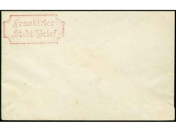 1847, Stadtpost-Umschlag für Stuttgart mit rotem Ra2 "Frankirter Stadt-Brief", ungebraucht, gering unfrisch