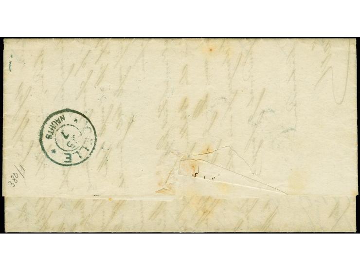 1868, 1 Gr. karmin mit sauber auf- und nebengesetztem blauen Ra2 "NORDERNEY. / 24 JULY 9-10" auf kpl. Faltbrief nach Celle; i