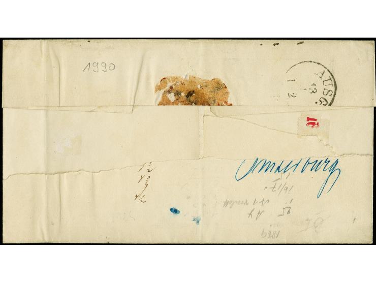 1869, Innendienstmare 10 Gr., Zähnung nicht ganz perfekt mit handschriftlicher Entwertung "Kaukehmen 12.4.70" in Mischfrankat