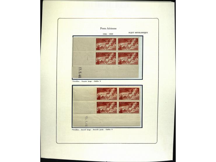 1927/87, Sammlung der Flugpost-Ausgaben mit vielen Eckrand-4er-Blocks mit Druckdaten, einigen Probedrucken etc., dabei u.a. M