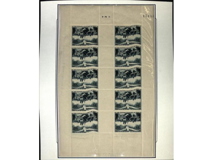 1927/87, Sammlung der Flugpost-Ausgaben mit vielen Eckrand-4er-Blocks mit Druckdaten, einigen Probedrucken etc., dabei u.a. M