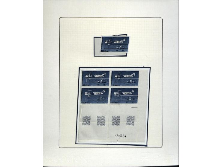 1927/87, Sammlung der Flugpost-Ausgaben mit vielen Eckrand-4er-Blocks mit Druckdaten, einigen Probedrucken etc., dabei u.a. M