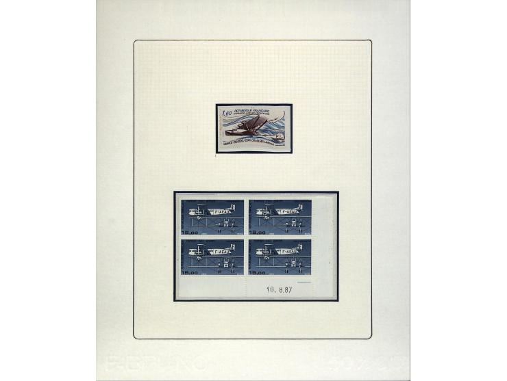 1927/87, Sammlung der Flugpost-Ausgaben mit vielen Eckrand-4er-Blocks mit Druckdaten, einigen Probedrucken etc., dabei u.a. M