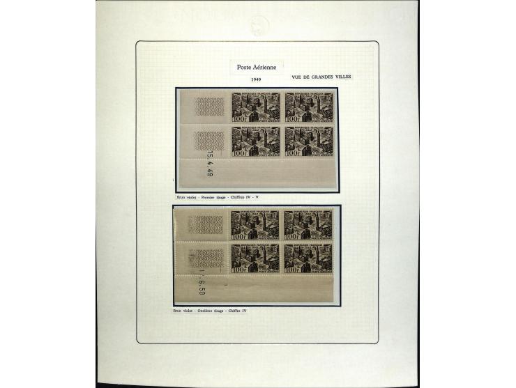 1927/87, Sammlung der Flugpost-Ausgaben mit vielen Eckrand-4er-Blocks mit Druckdaten, einigen Probedrucken etc., dabei u.a. M