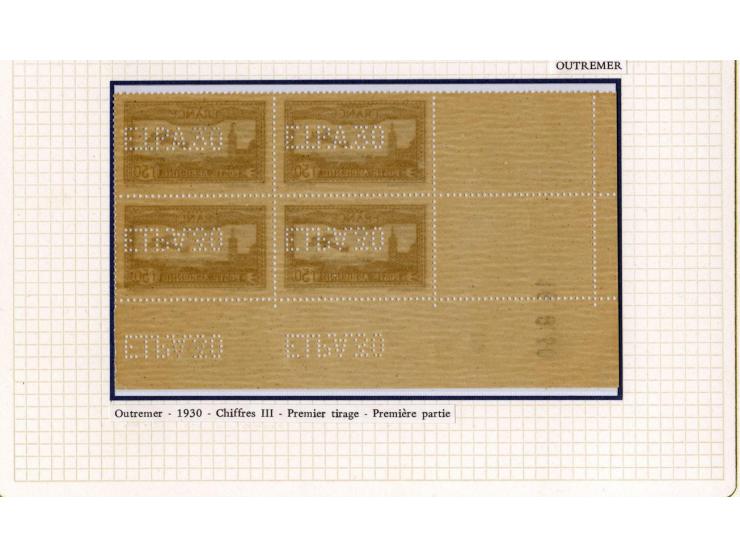 1927/87, Sammlung der Flugpost-Ausgaben mit vielen Eckrand-4er-Blocks mit Druckdaten, einigen Probedrucken etc., dabei u.a. M