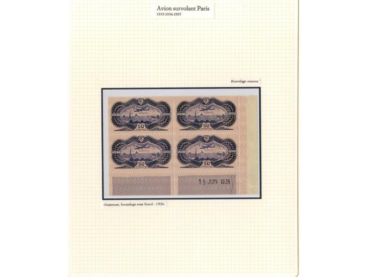 1927/87, Sammlung der Flugpost-Ausgaben mit vielen Eckrand-4er-Blocks mit Druckdaten, einigen Probedrucken etc., dabei u.a. M