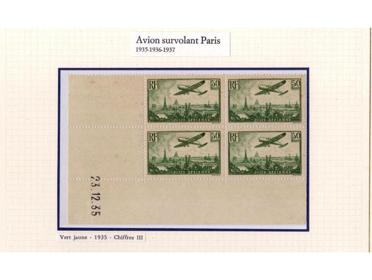 1927/87, Sammlung der Flugpost-Ausgaben mit vielen Eckrand-4er-Blocks mit Druckdaten, einigen Probedrucken etc., dabei u.a. M