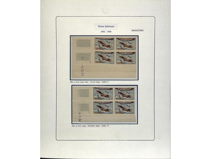 1927/87, Sammlung der Flugpost-Ausgaben mit vielen Eckrand-4er-Blocks mit Druckdaten, einigen Probedrucken etc., dabei u.a. M