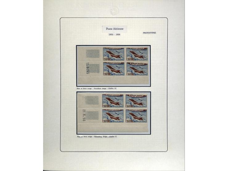 1927/87, Sammlung der Flugpost-Ausgaben mit vielen Eckrand-4er-Blocks mit Druckdaten, einigen Probedrucken etc., dabei u.a. M