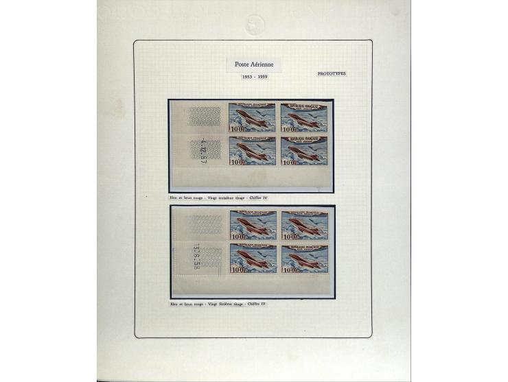 1927/87, Sammlung der Flugpost-Ausgaben mit vielen Eckrand-4er-Blocks mit Druckdaten, einigen Probedrucken etc., dabei u.a. M