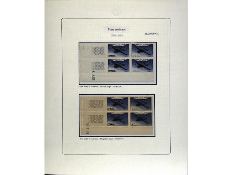 1927/87, Sammlung der Flugpost-Ausgaben mit vielen Eckrand-4er-Blocks mit Druckdaten, einigen Probedrucken etc., dabei u.a. M